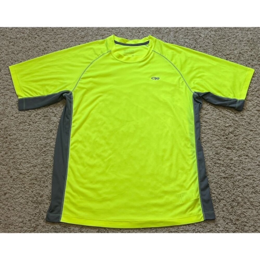 Outdoor Research Men Highlighter Yellow Echo Tee Baselayer Sz M / L See Measure